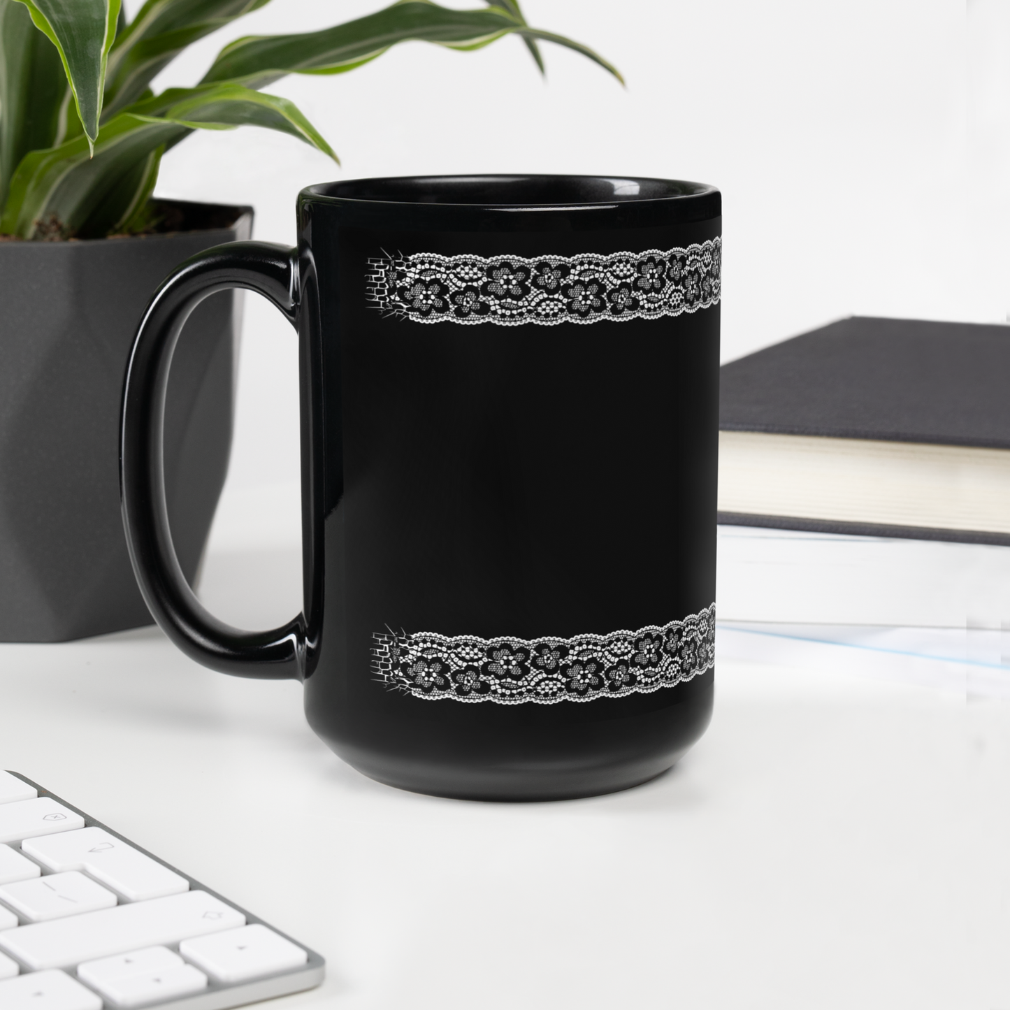 Black Large Coffee Mug - 15 oz/444 ml - Romantic Noir | 100008