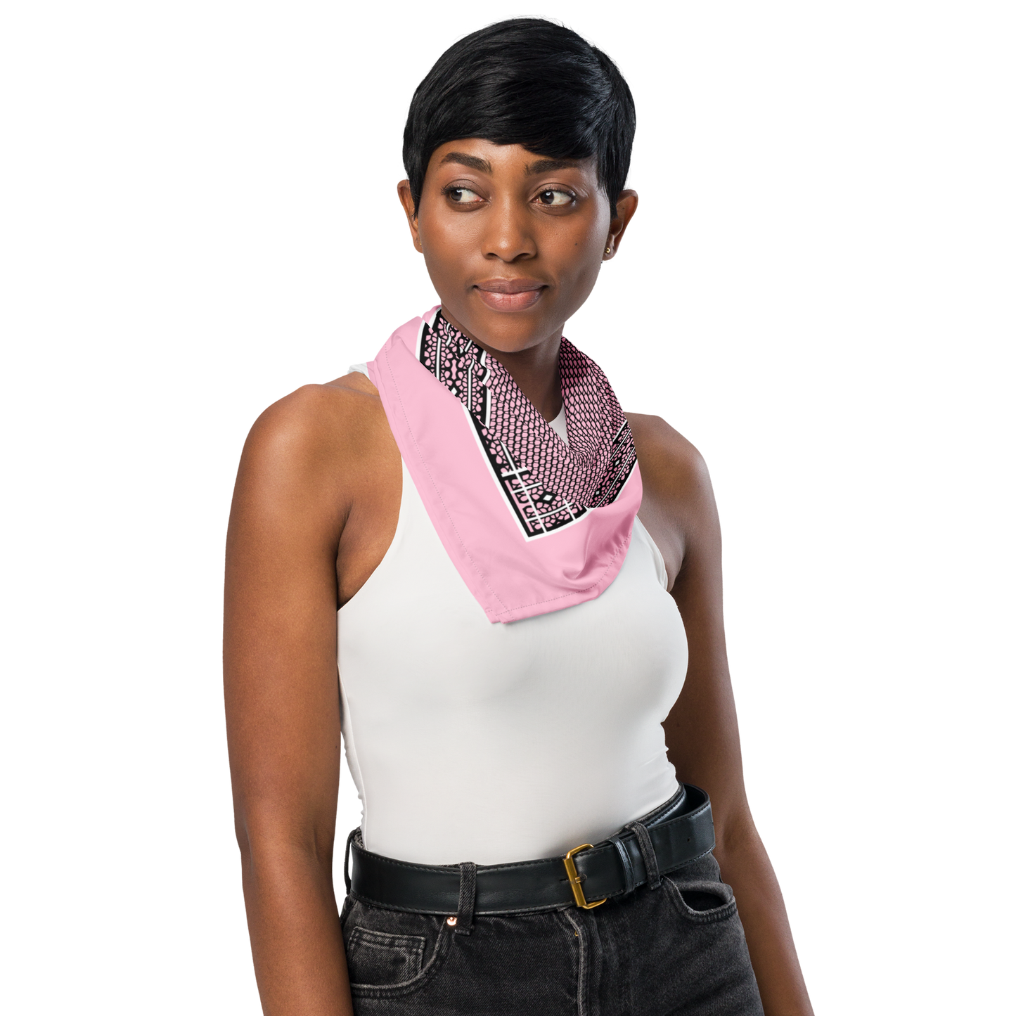 Pink Black-Striped Bandana (S/M/L) | 10114