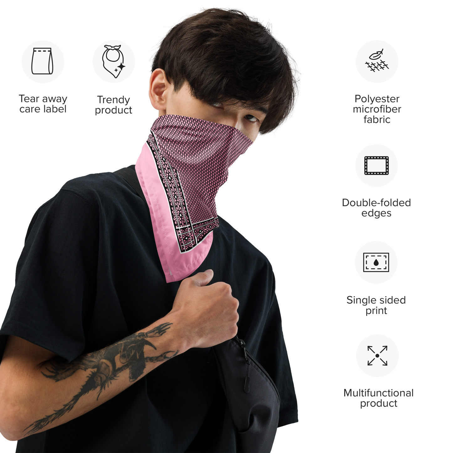 Pink Black-Striped Bandana (S/M/L) | 10114