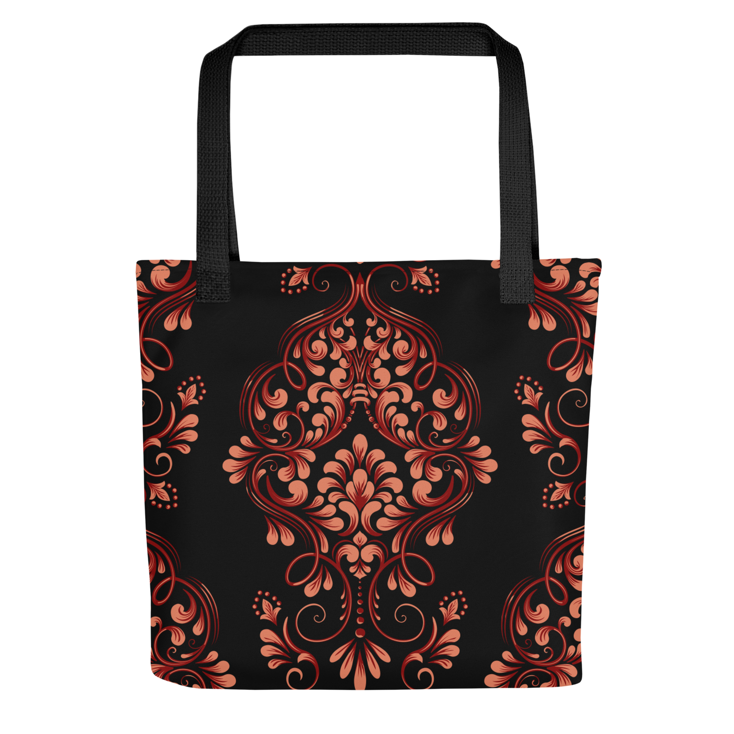 Tote bag - Tango theme - Red decoration - Black Handles, Both sides print | 8066