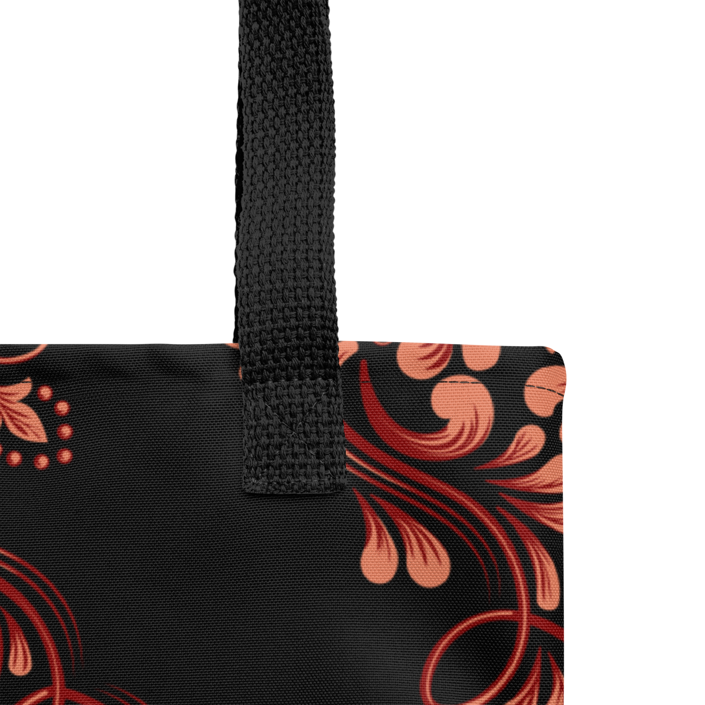 Tote bag - Tango theme - Red decoration - Black Handles, Both sides print | 8066