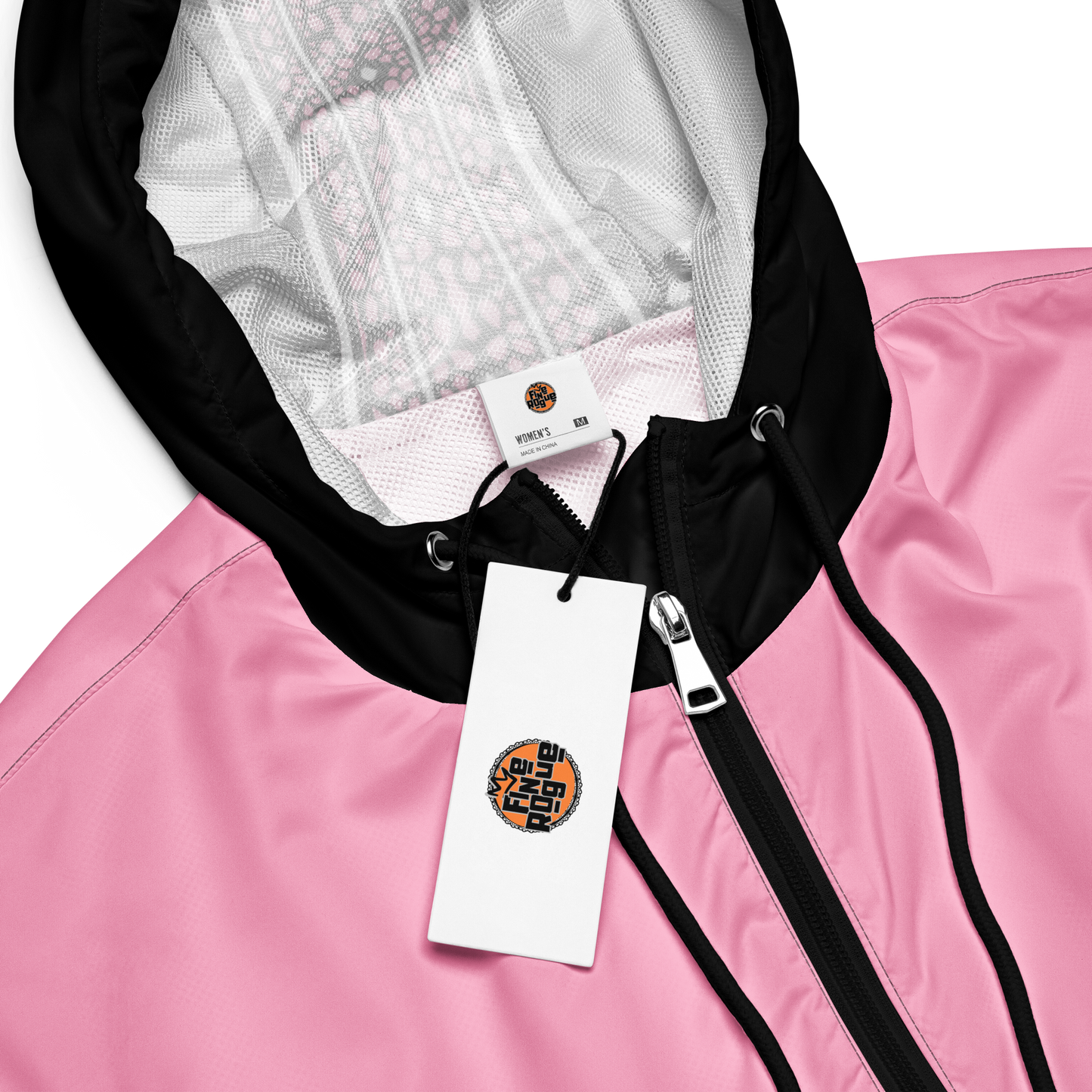 Pink & Black Windbreaker Hoodie – Retro Sporty Streetwear | 10102