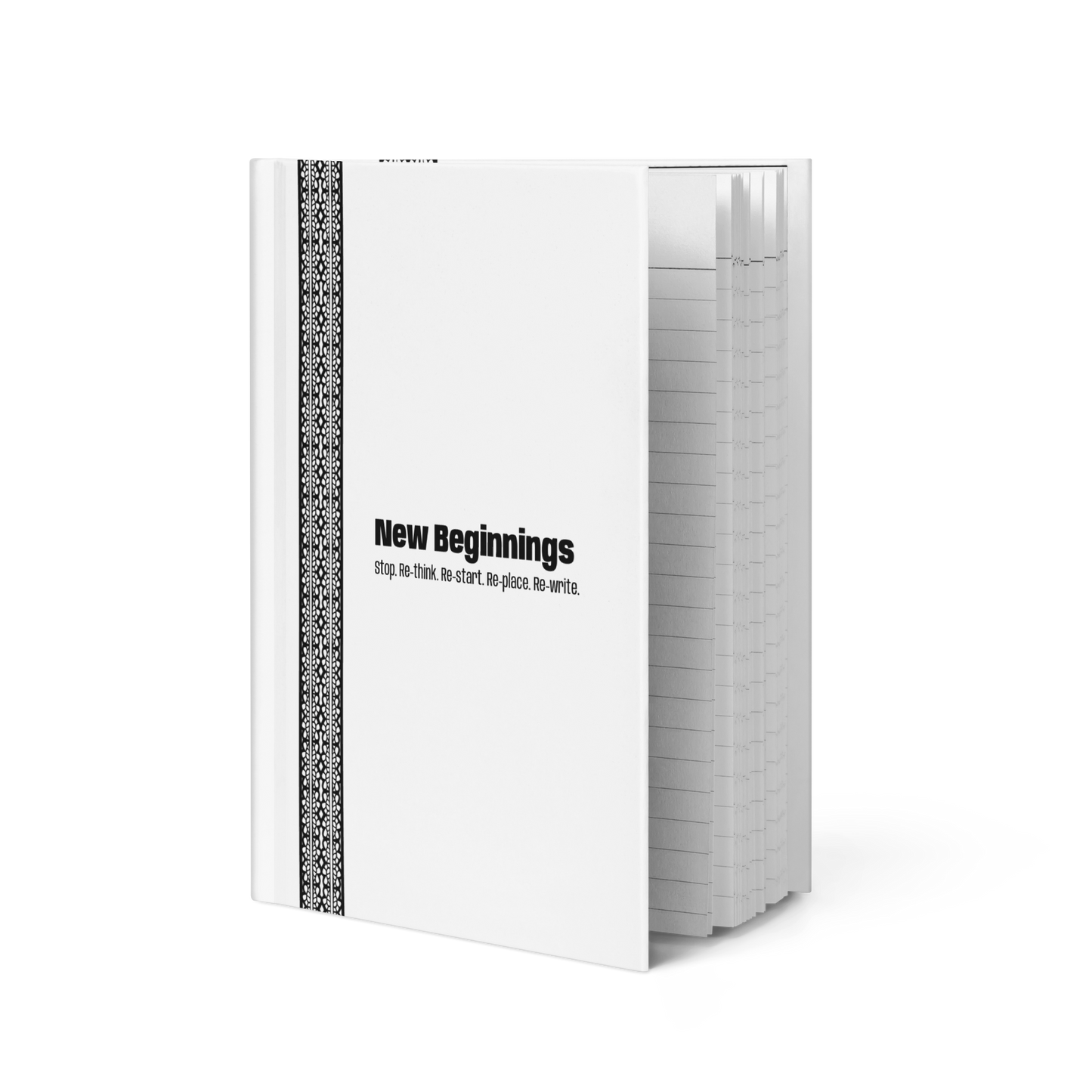 Journal ''New Beginnings'' - White Hardcover, Black decoration | 10118