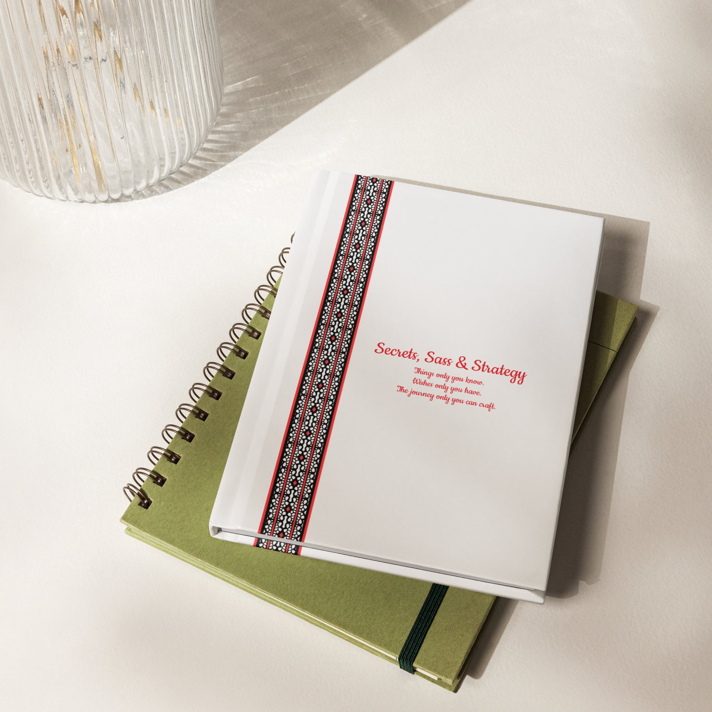 Journal ''Secrets, Sass & Strategy'' - White Hardcover, Red decoration | 10120