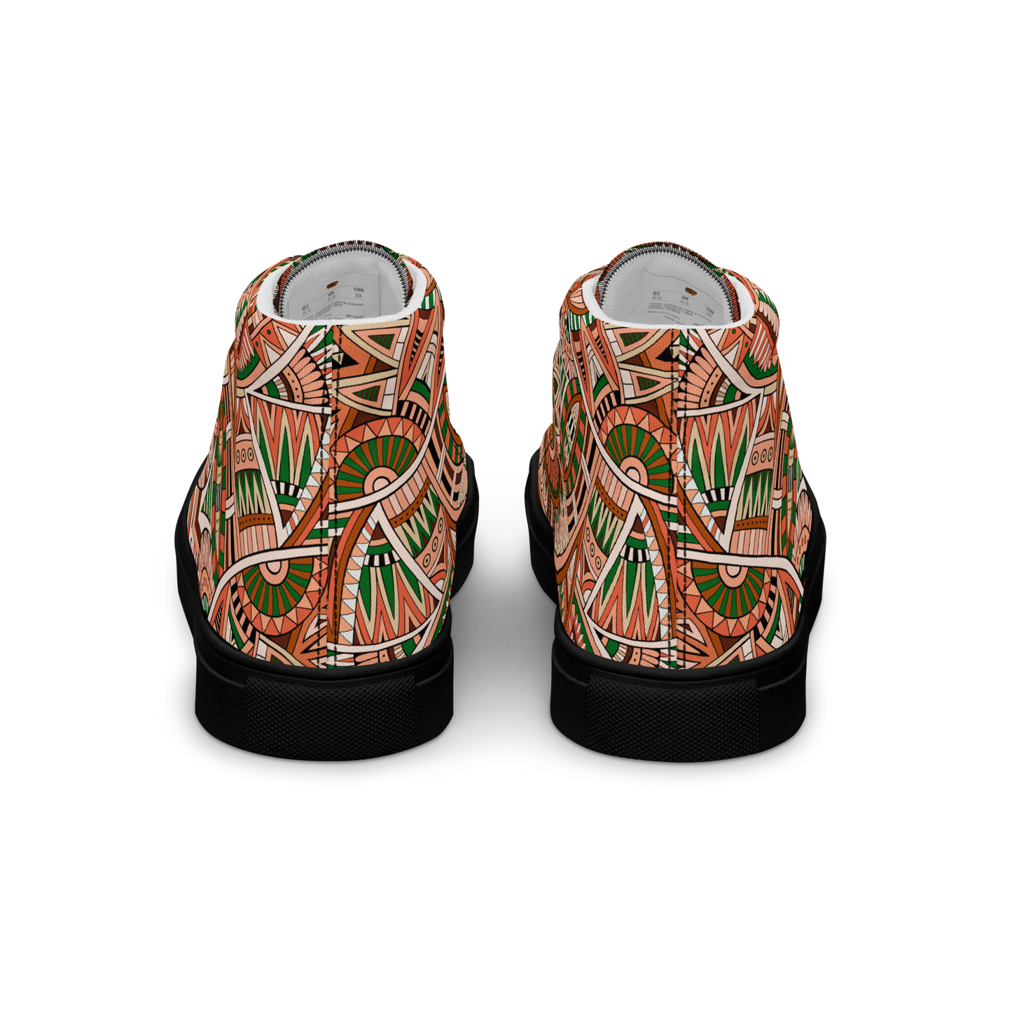 Men’s high top canvas shoes - Ethnic-Boho Fusion Orange | 5034