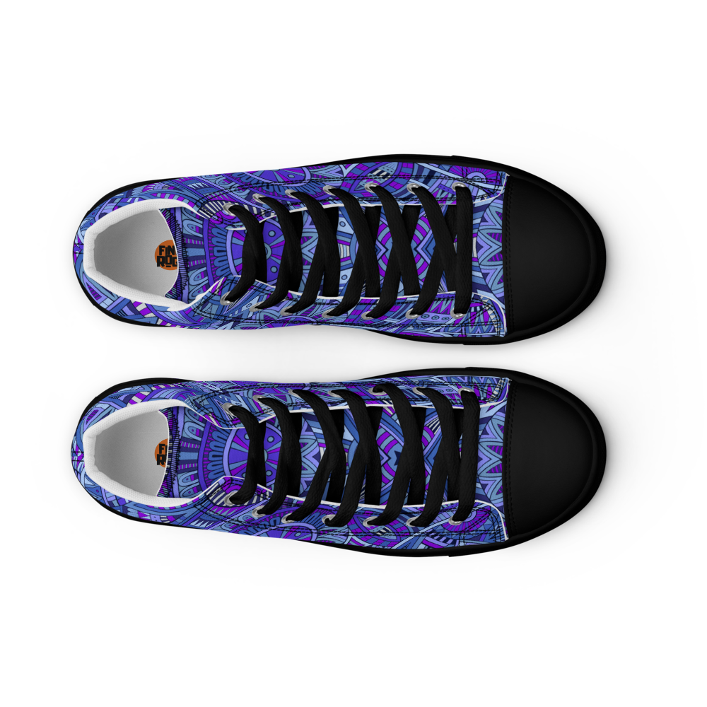 Men’s high top canvas shoes - Ethnic-Boho Fusion Blue | 5030