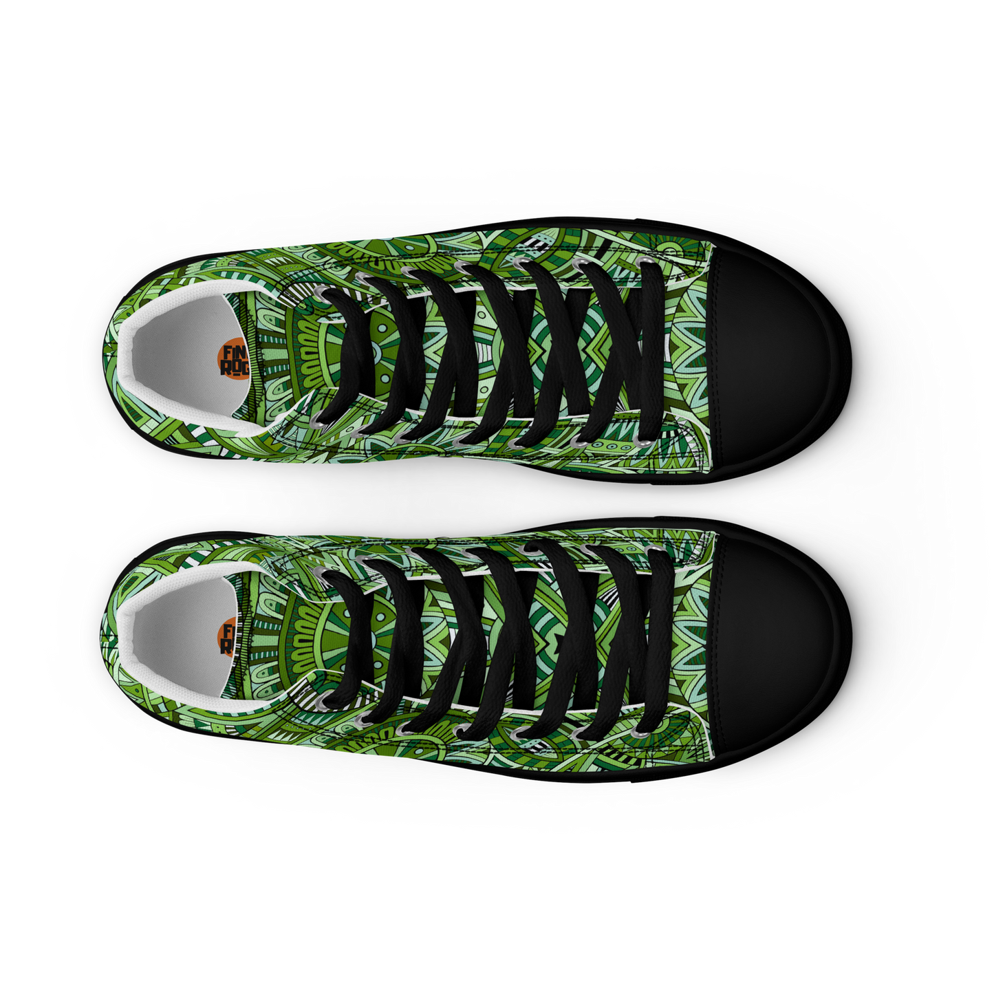 Men’s high top canvas shoes - Ethnic-Boho Fusion Fresh Green | 5032