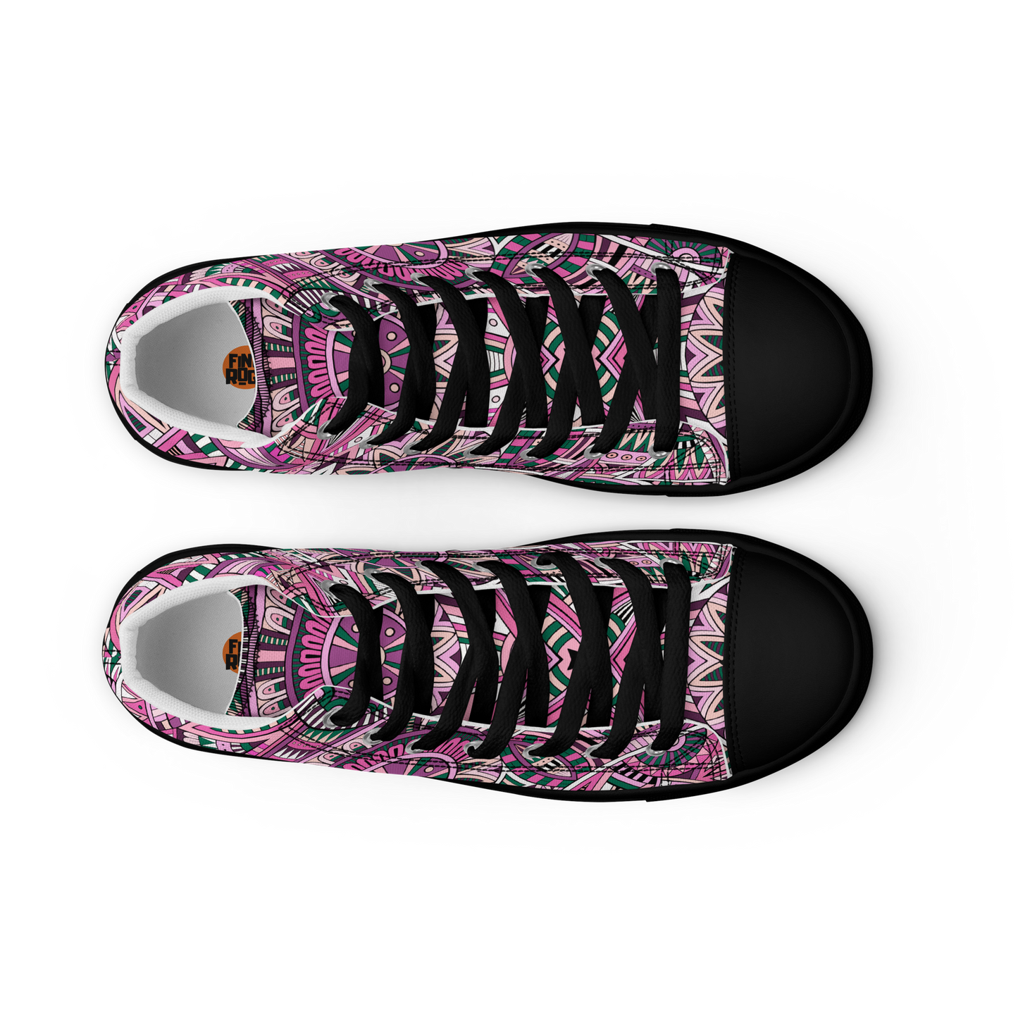 Men’s high top canvas shoes - Ethnic-Boho Fusion Pink | 5033