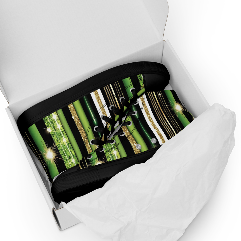 Men’s high top canvas shoes - Green Sparks Party | 5021