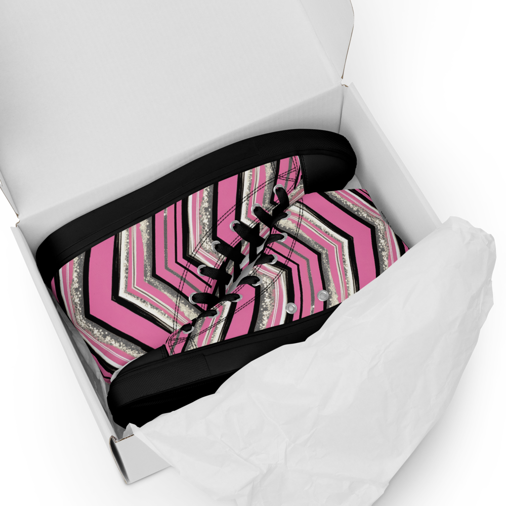 Men’s high top canvas shoes - Pink Silver Party | 5023