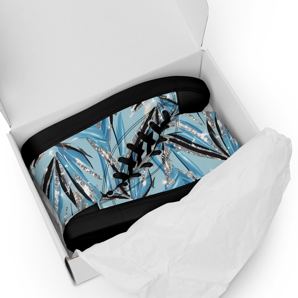 Men’s high top canvas shoes - Blue Silver Hot Ice Party | 5024