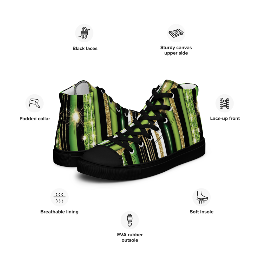 Men’s high top canvas shoes - Green Sparks Party | 5021