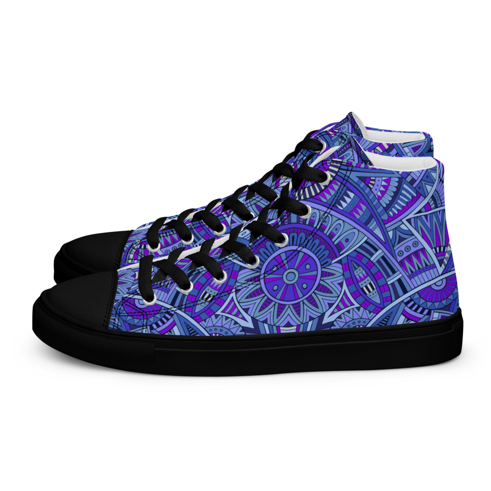 Men’s high top canvas shoes - Ethnic-Boho Fusion Blue | 5030