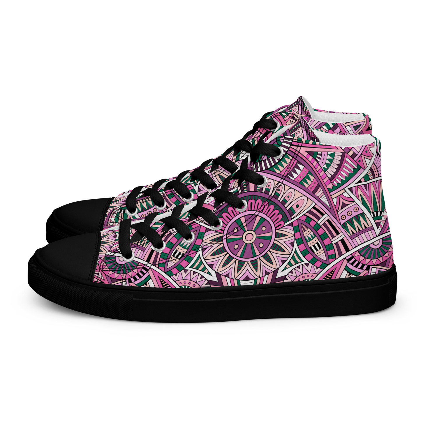 Men’s high top canvas shoes - Ethnic-Boho Fusion Pink | 5033