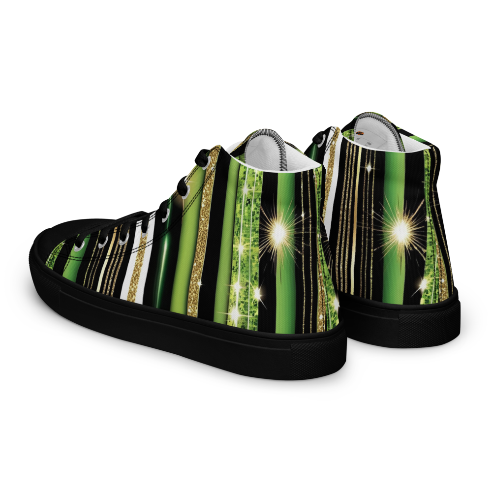 Men’s high top canvas shoes - Green Sparks Party | 5021