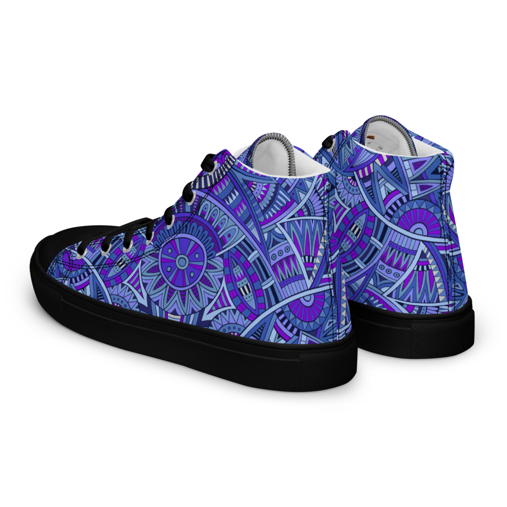 Men’s high top canvas shoes - Ethnic-Boho Fusion Blue | 5030