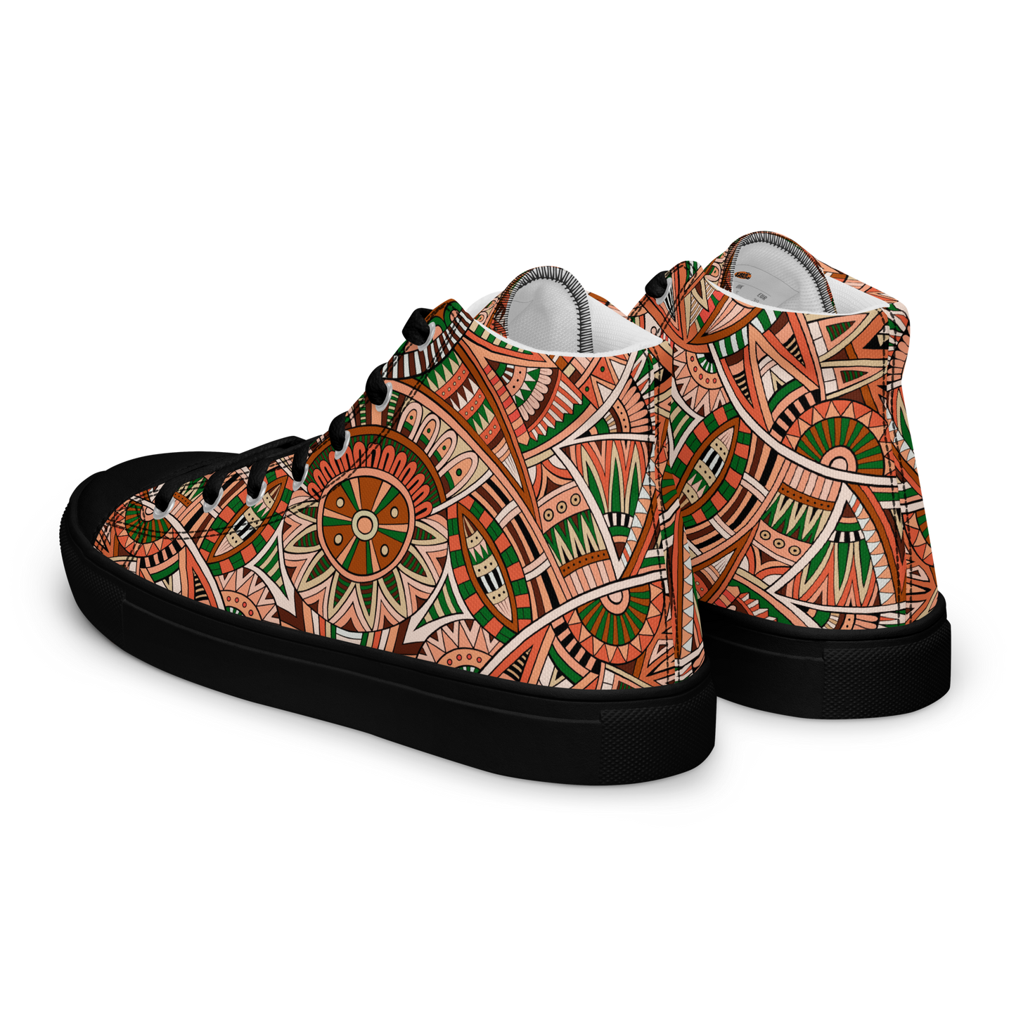 Men’s high top canvas shoes - Ethnic-Boho Fusion Orange | 5034