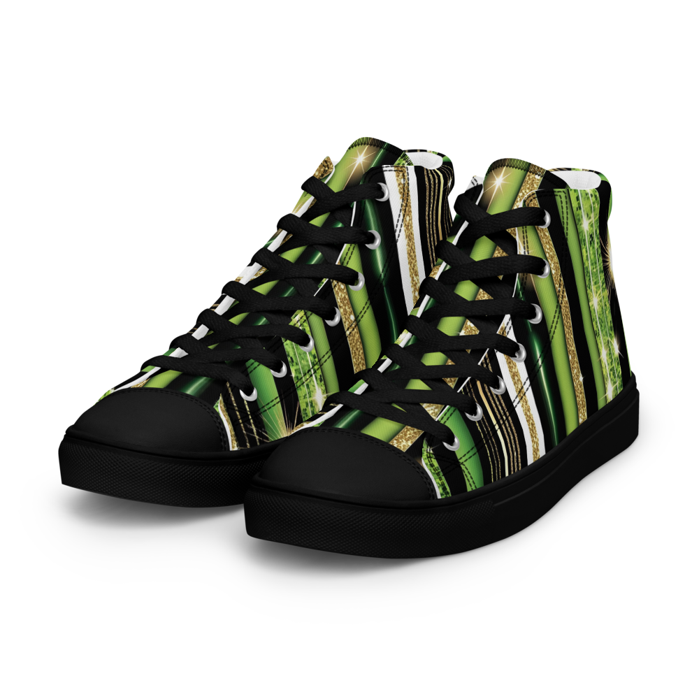 Men’s high top canvas shoes - Green Sparks Party | 5021