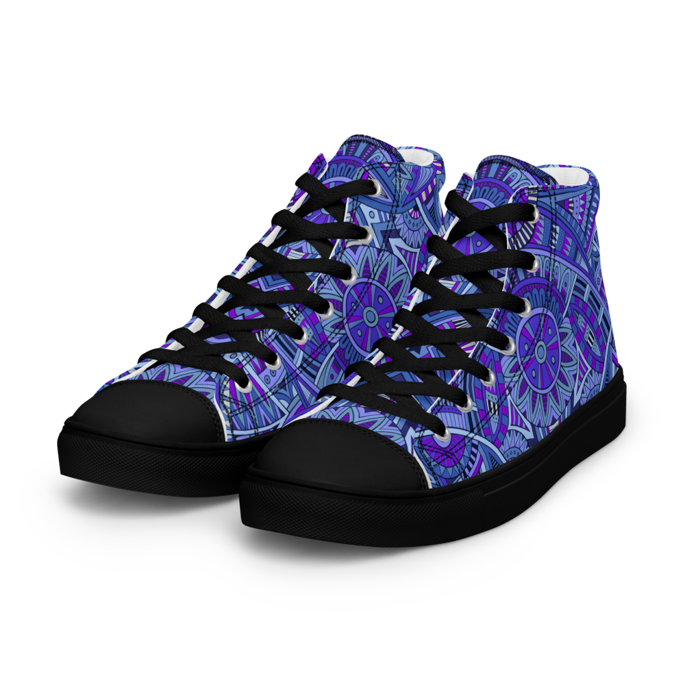 Men’s high top canvas shoes - Ethnic-Boho Fusion Blue | 5030