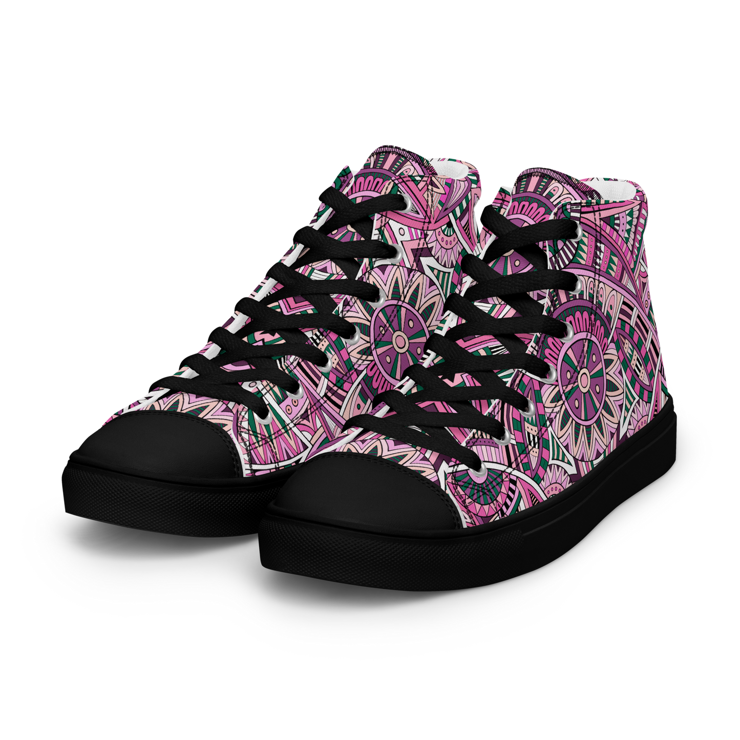 Men’s high top canvas shoes - Ethnic-Boho Fusion Pink | 5033