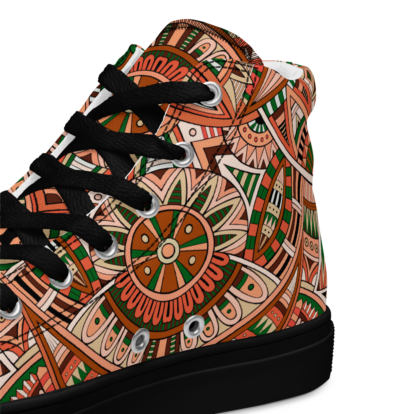 Men’s high top canvas shoes - Ethnic-Boho Fusion Orange | 5034