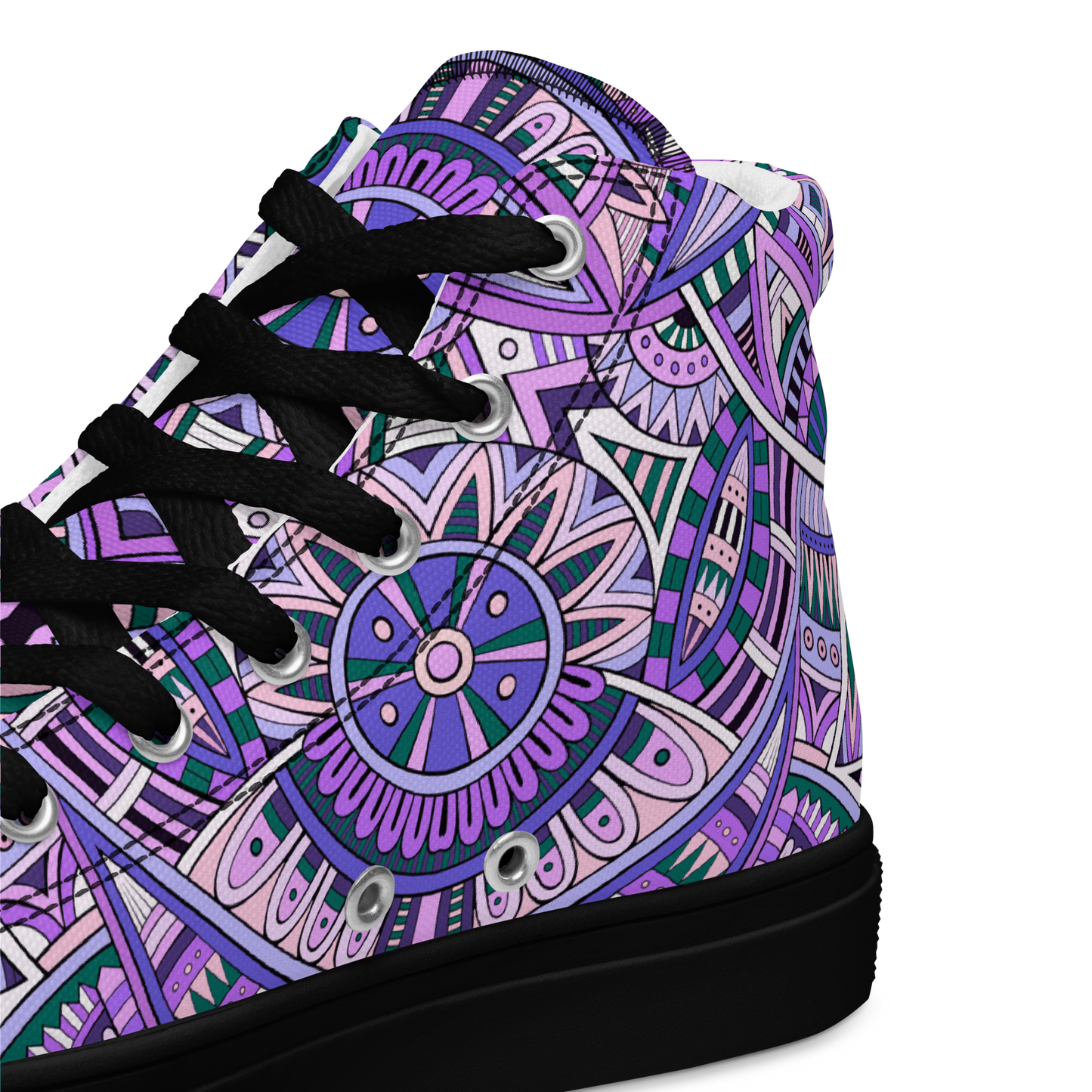 Men’s high top canvas shoes - Ethnic-Boho Fusion Lilac | 5035