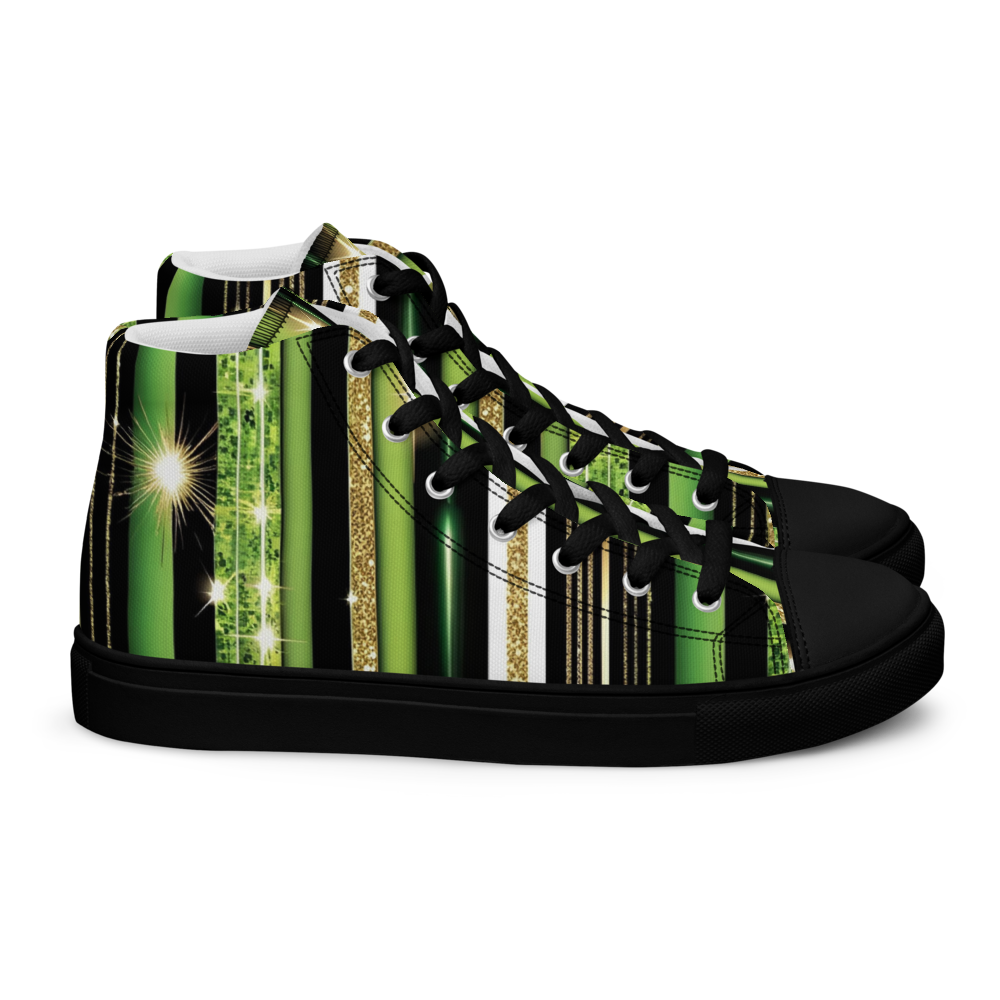 Men’s high top canvas shoes - Green Sparks Party | 5021