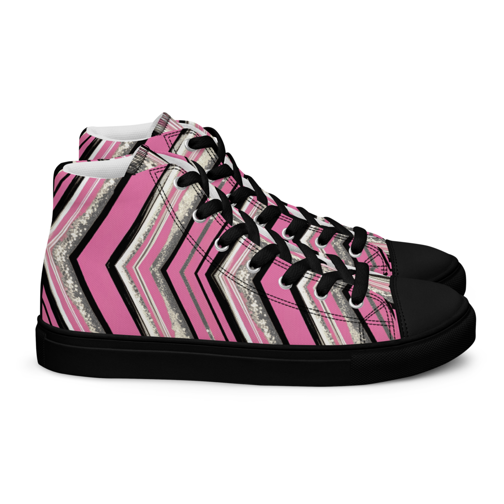 Men’s high top canvas shoes - Pink Silver Party | 5023