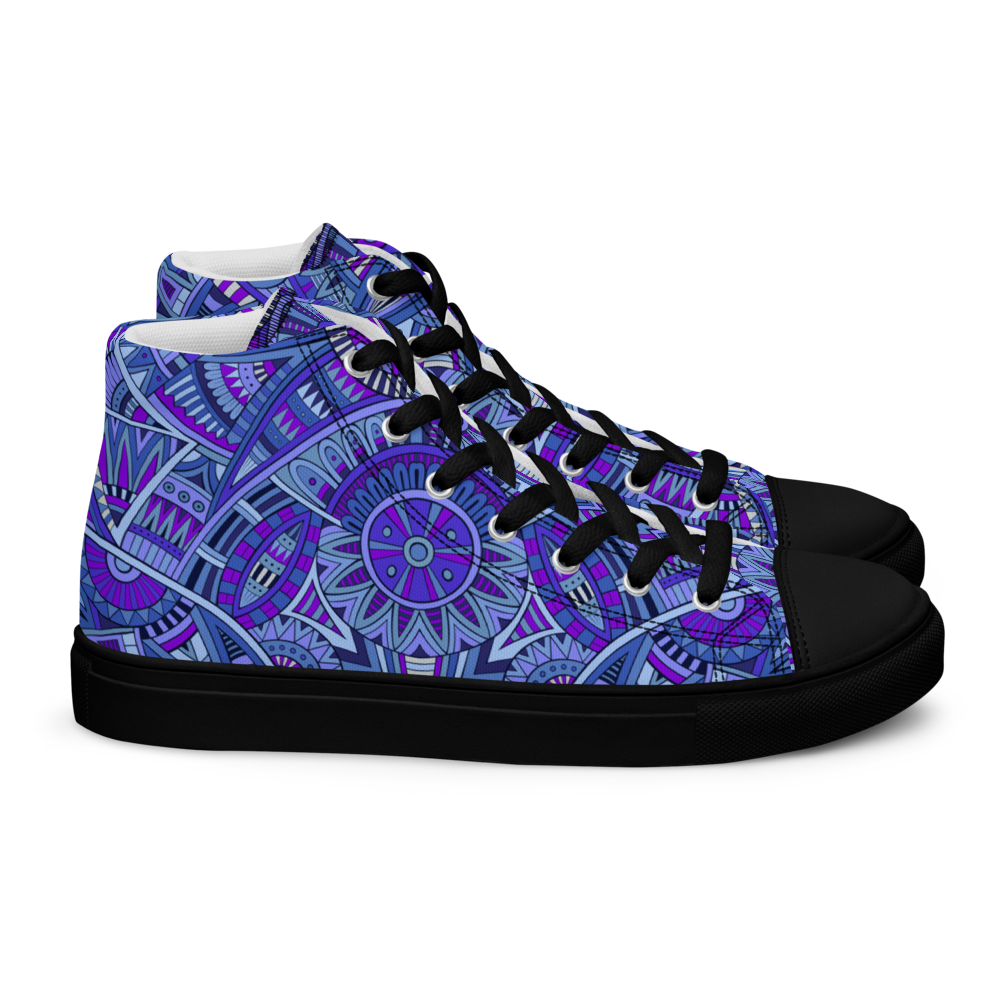 Men’s high top canvas shoes - Ethnic-Boho Fusion Blue | 5030