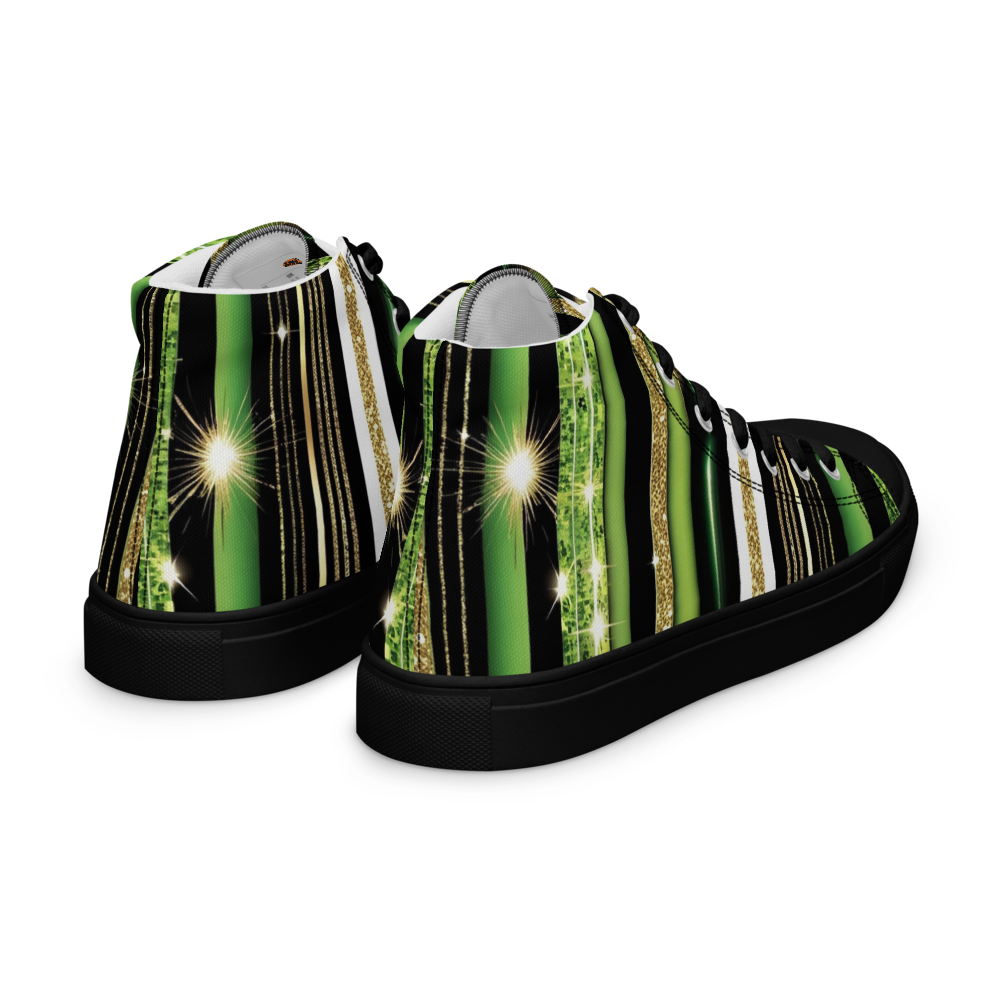 Men’s high top canvas shoes - Green Sparks Party | 5021