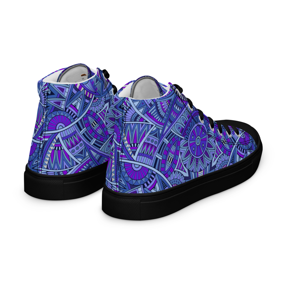 Men’s high top canvas shoes - Ethnic-Boho Fusion Blue | 5030