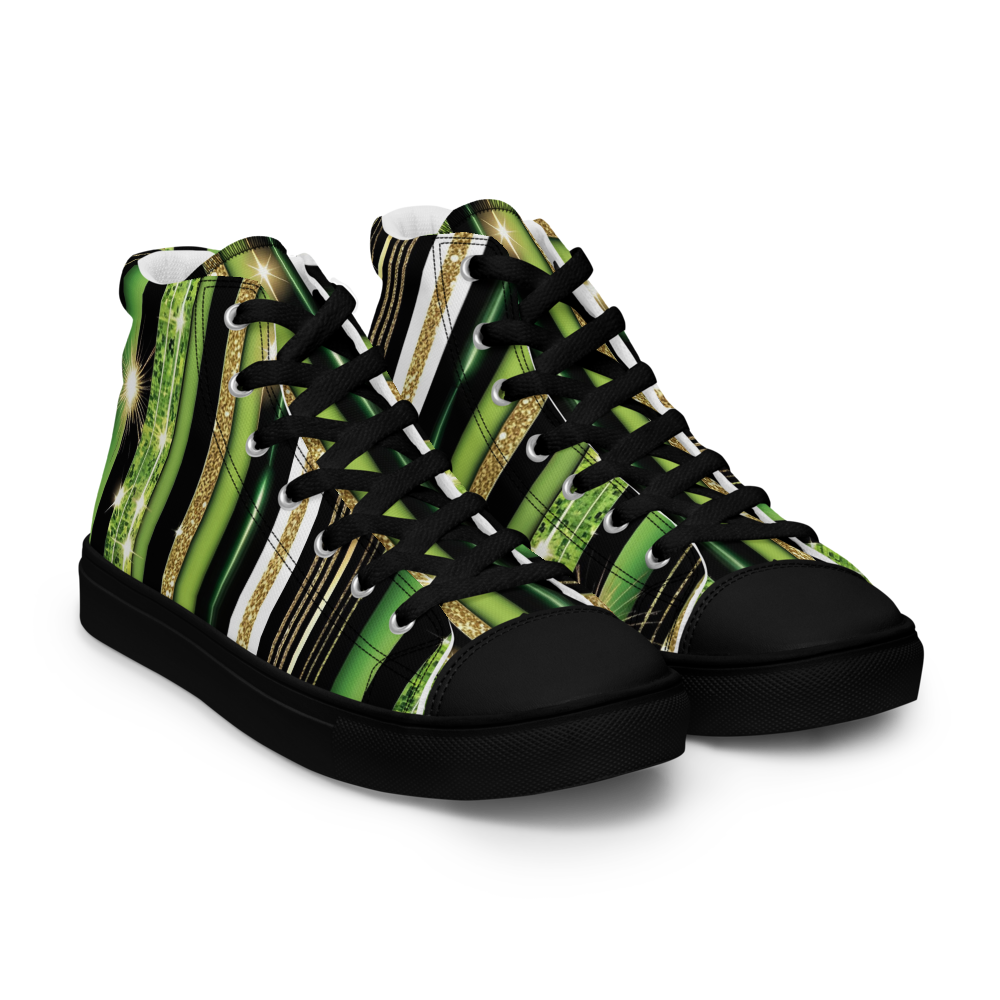 Men’s high top canvas shoes - Green Sparks Party | 5021