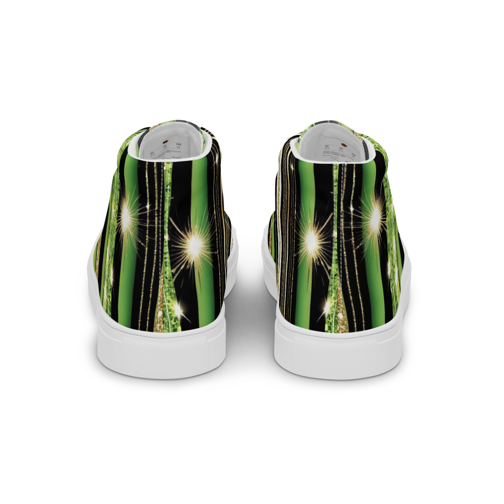 Men’s high top canvas shoes - Green Sparks Party | 5021