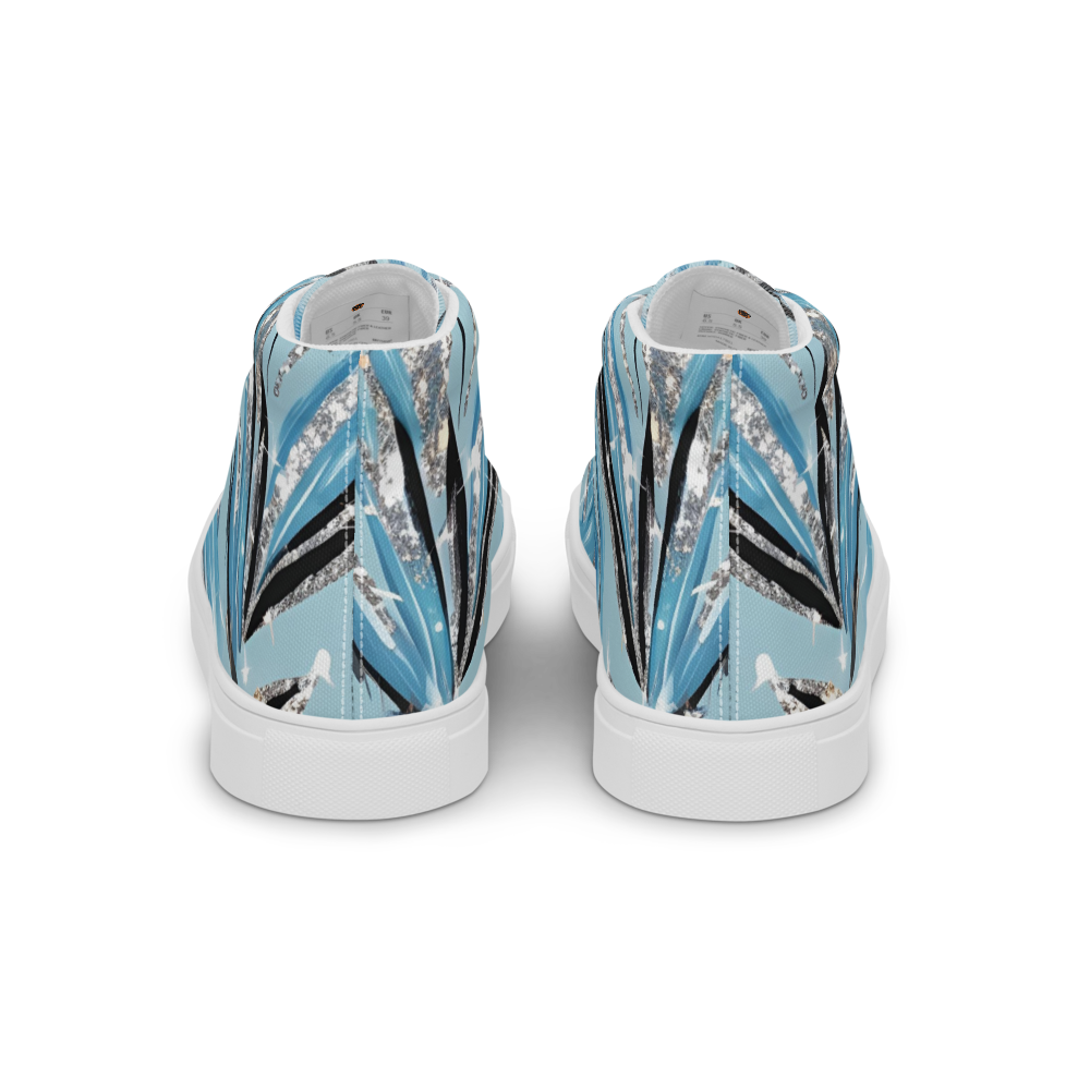 Men’s high top canvas shoes - Blue Silver Hot Ice Party | 5024