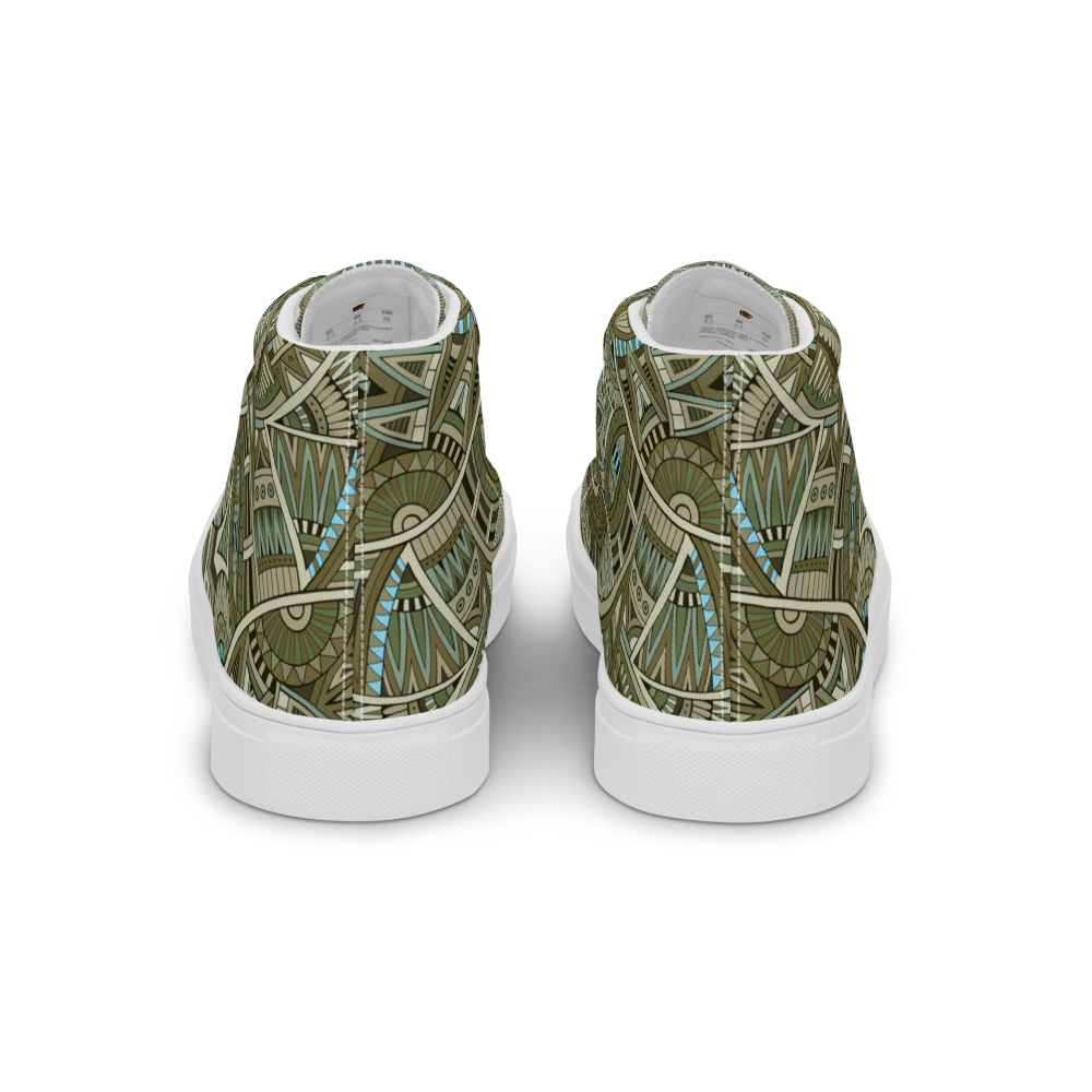 Men’s high top canvas shoes - Ethnic-Boho Fusion Khaki | 5031