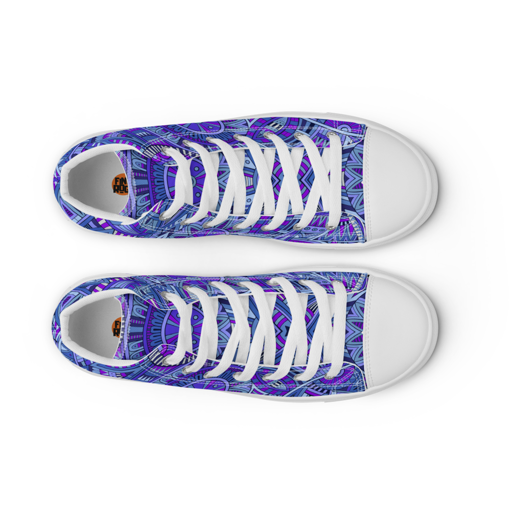 Men’s high top canvas shoes - Ethnic-Boho Fusion Blue | 5030