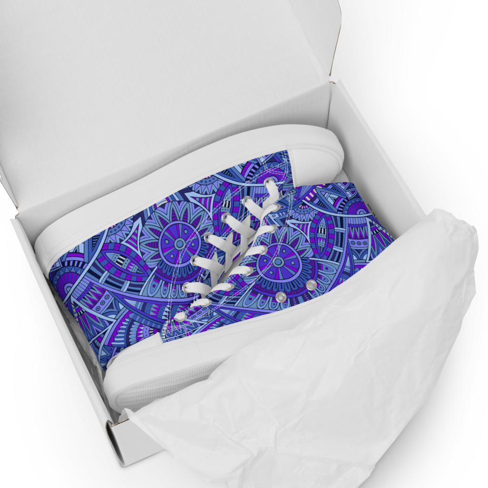 Men’s high top canvas shoes - Ethnic-Boho Fusion Blue | 5030