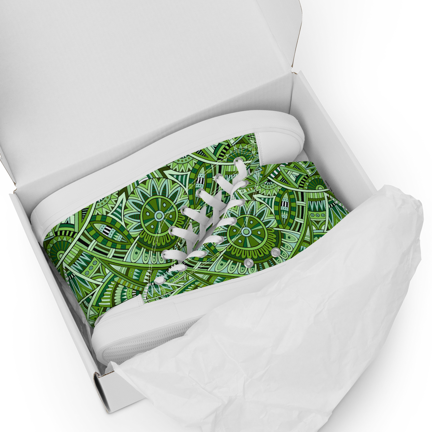Men’s high top canvas shoes - Ethnic-Boho Fusion Fresh Green | 5032