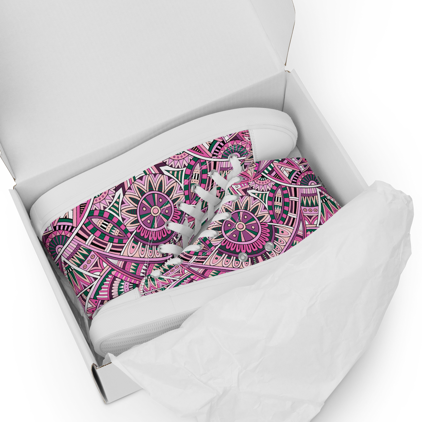 Men’s high top canvas shoes - Ethnic-Boho Fusion Pink | 5033