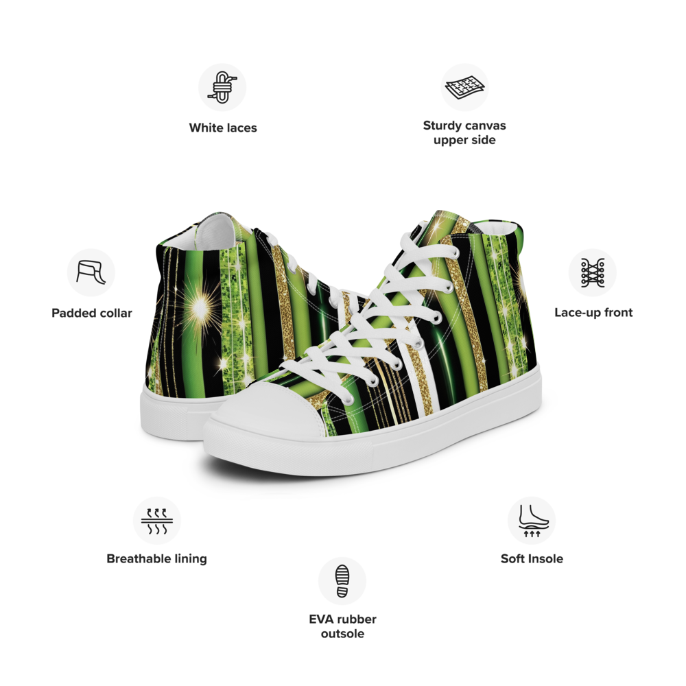 Men’s high top canvas shoes - Green Sparks Party | 5021