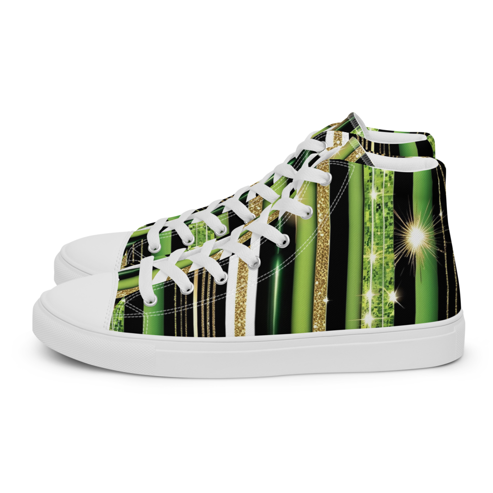 Men’s high top canvas shoes - Green Sparks Party | 5021