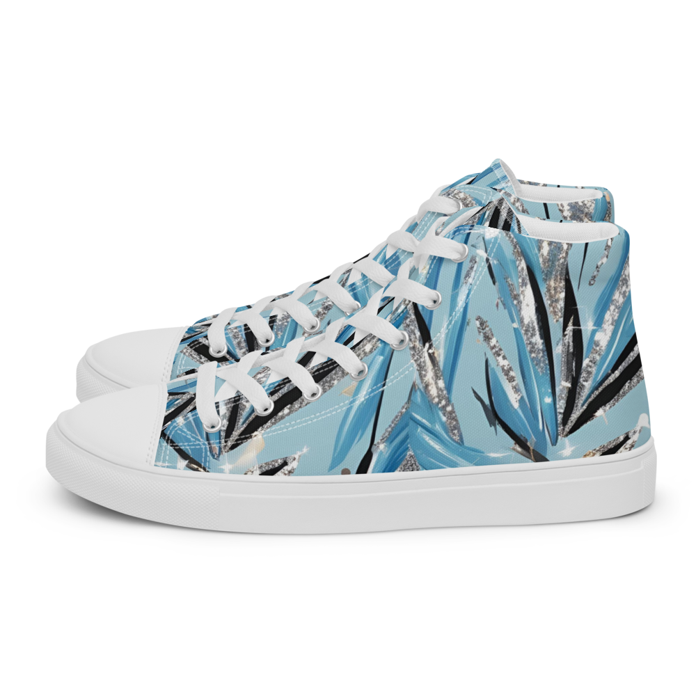Men’s high top canvas shoes - Blue Silver Hot Ice Party | 5024