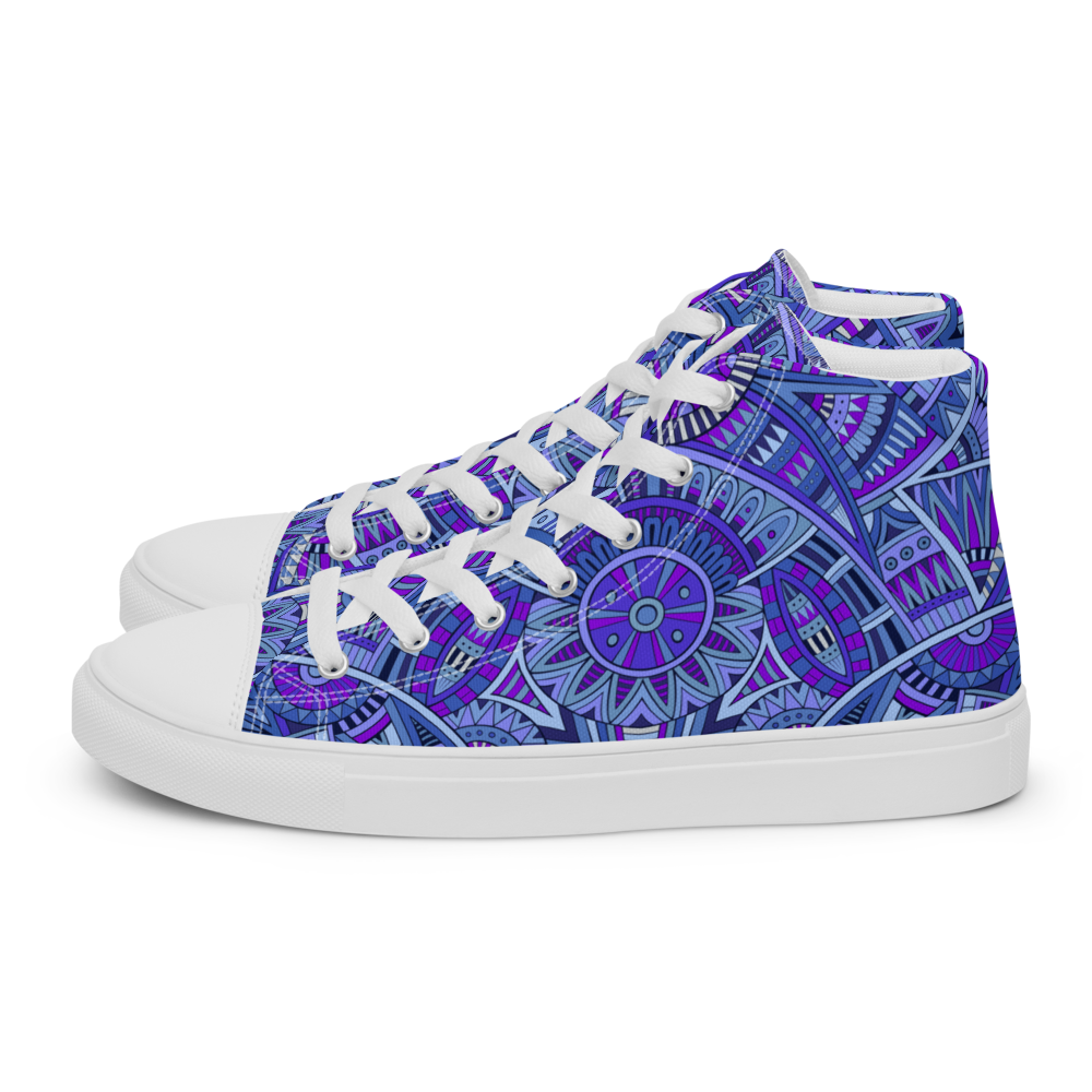 Men’s high top canvas shoes - Ethnic-Boho Fusion Blue | 5030