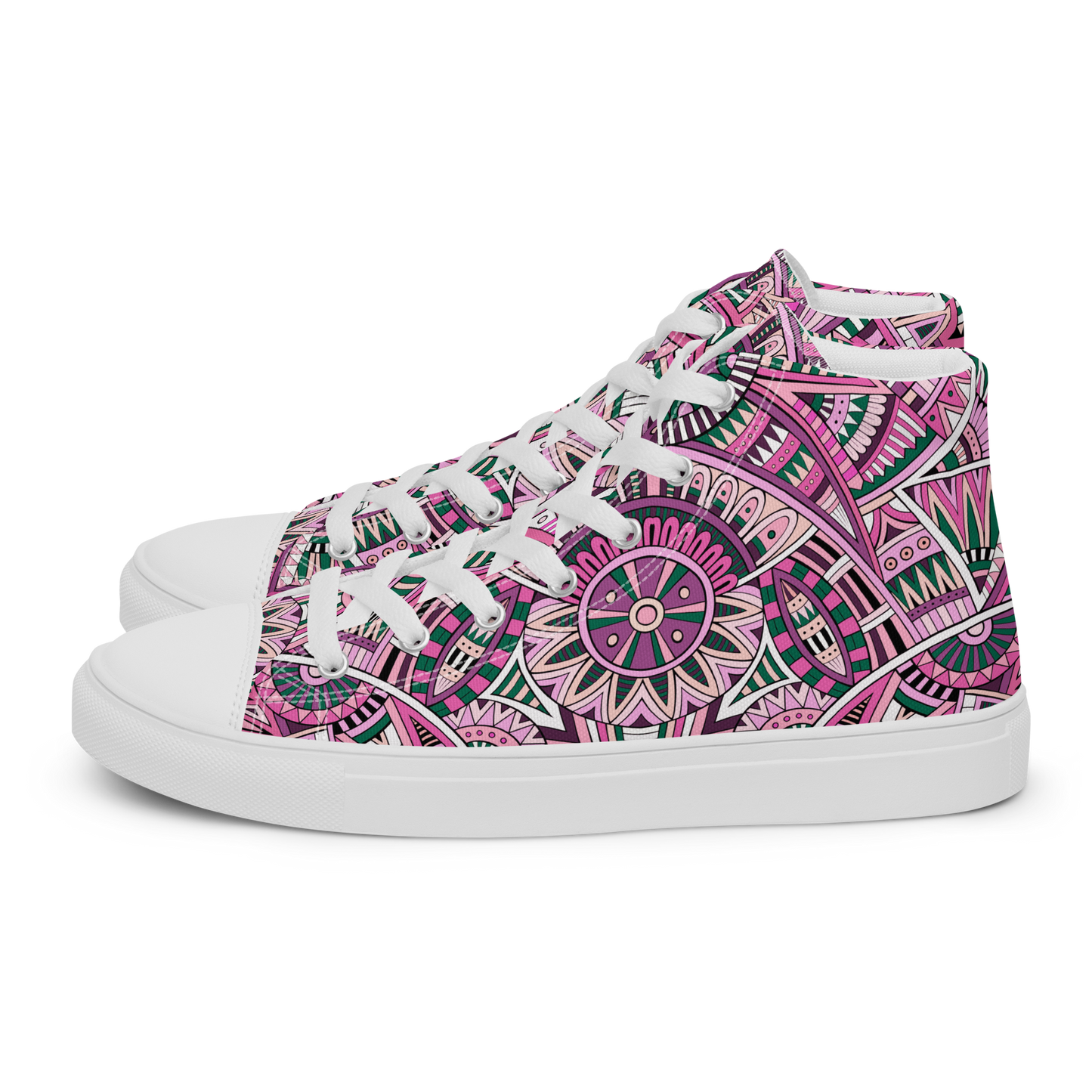 Men’s high top canvas shoes - Ethnic-Boho Fusion Pink | 5033