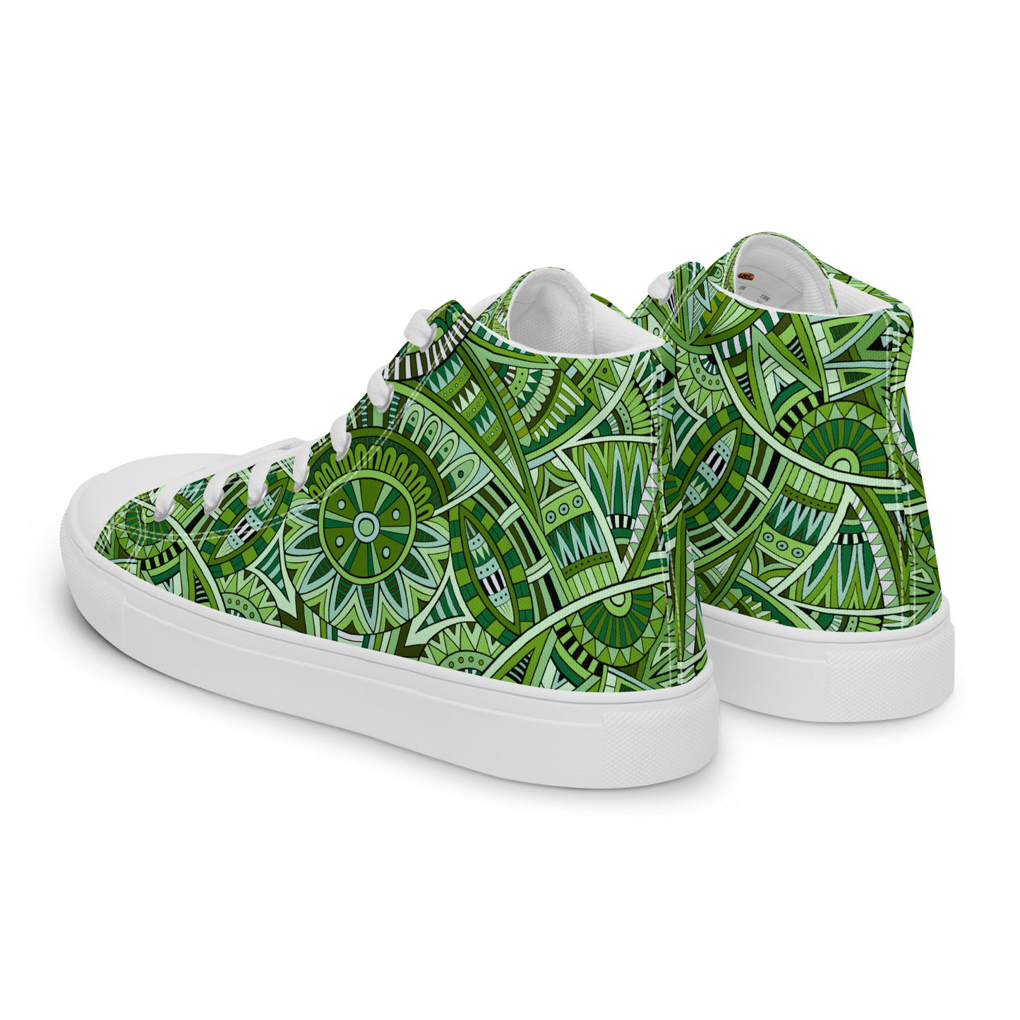 Men’s high top canvas shoes - Ethnic-Boho Fusion Fresh Green | 5032