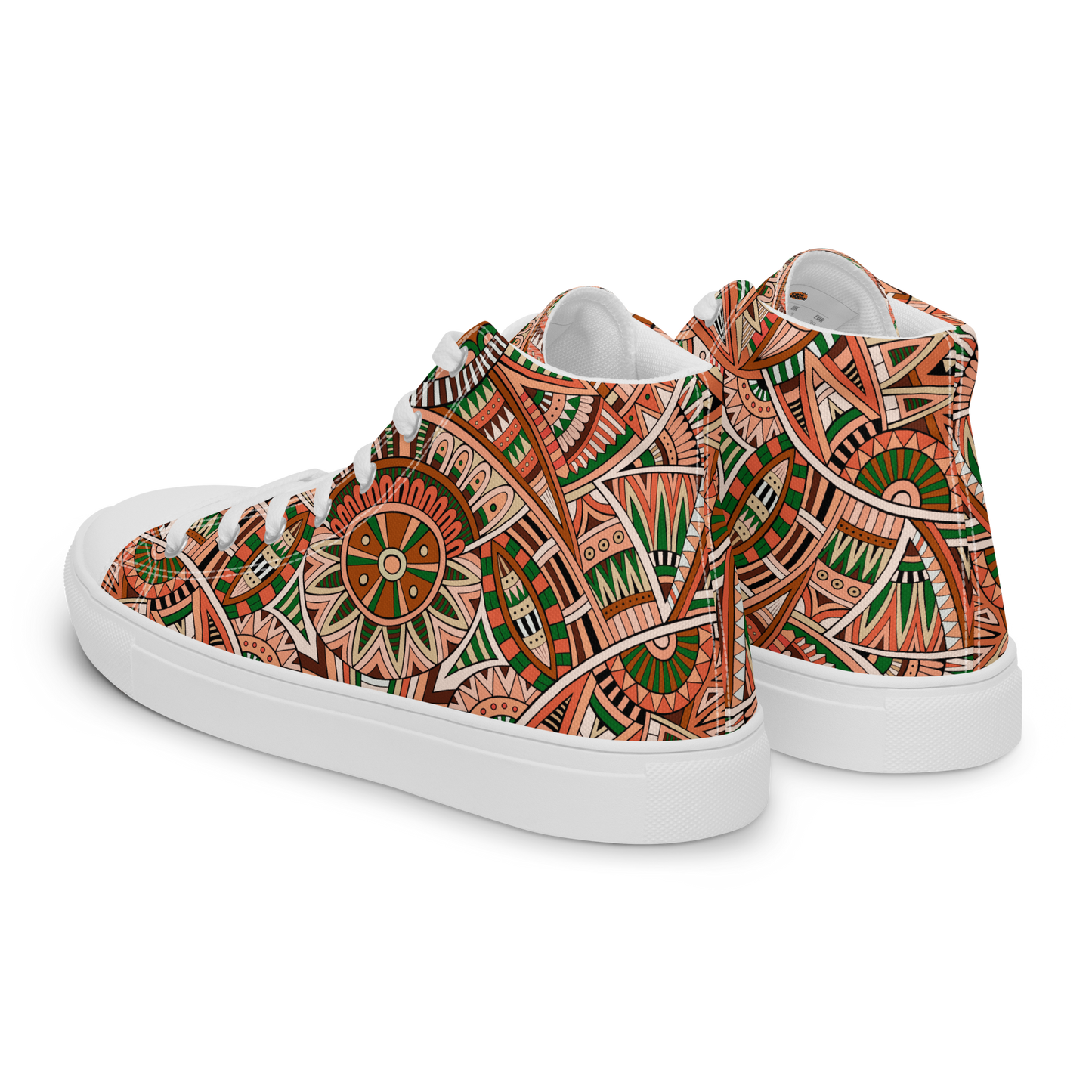 Men’s high top canvas shoes - Ethnic-Boho Fusion Orange | 5034