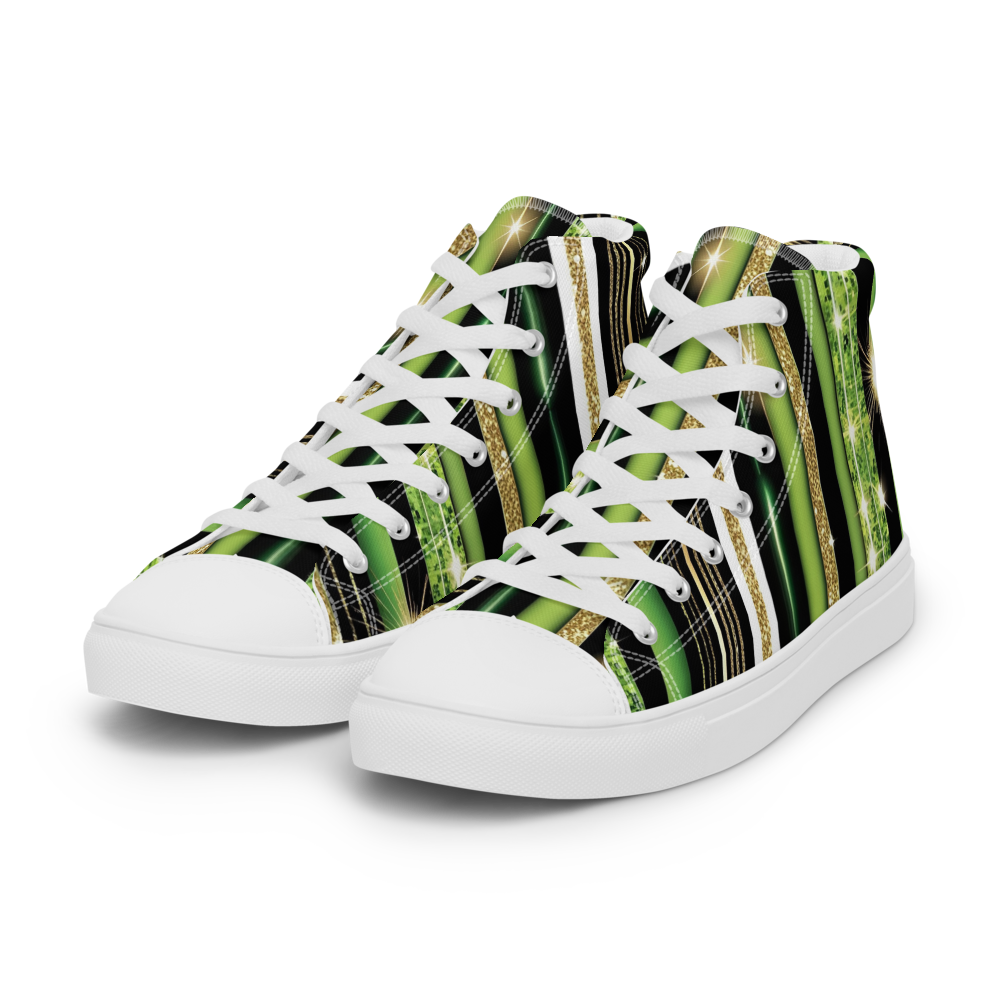 Men’s high top canvas shoes - Green Sparks Party | 5021