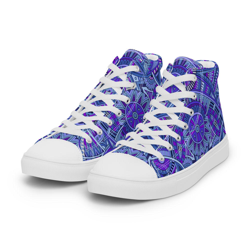 Men’s high top canvas shoes - Ethnic-Boho Fusion Blue | 5030