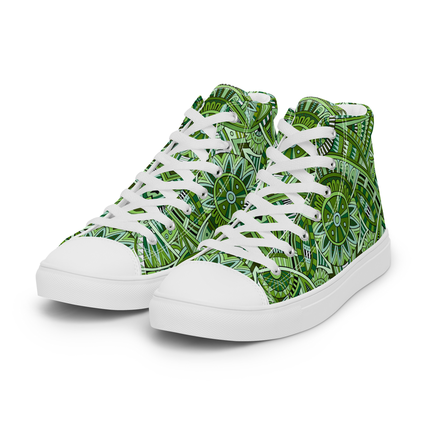 Men’s high top canvas shoes - Ethnic-Boho Fusion Fresh Green | 5032