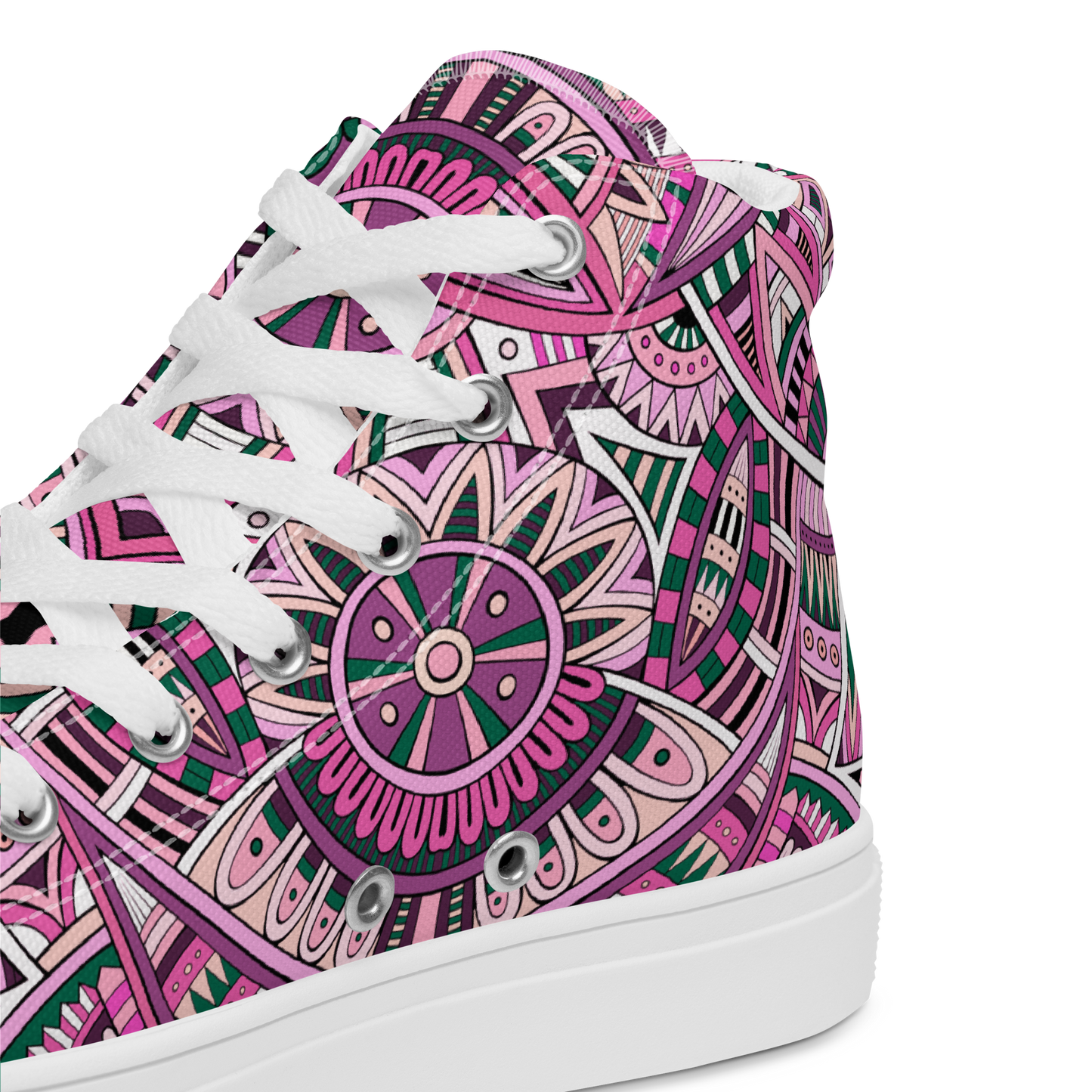 Men’s high top canvas shoes - Ethnic-Boho Fusion Pink | 5033